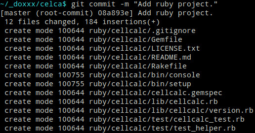 git commit command output